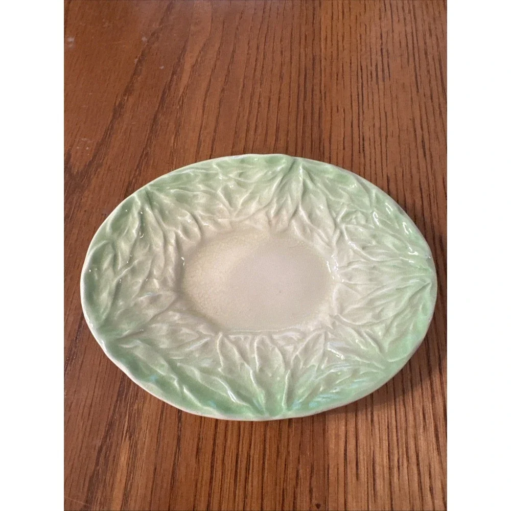 Shorter & Son Staffordshire‎ England Hand Painted Oblong Dish Cabbage Leaf